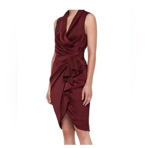 All Saints Deep Red Asymmetrical Dress